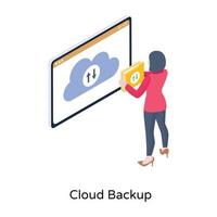 Online cloud backup data, isometric icon vector
