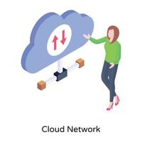 Isometric icon of cloud network, editable graphic vector