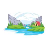 diseño de vector plano de paisaje natural, estilo de ilustración