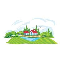 Nature landscape flat vector design, illustration style