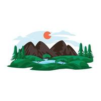 Nature landscape flat vector design, illustration style