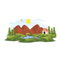 Download this flat design of riverside landscape vector