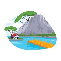 Download this flat design of riverside landscape vector