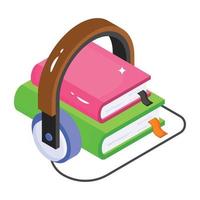 echa un vistazo a los iconos isométricos de los audiolibros vector