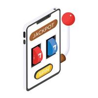 A captivating isometric icon of mobile jackpot vector