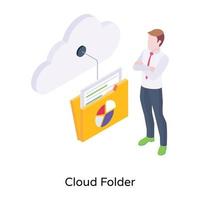 Cloud folder, isometric icon design vector