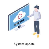 A trendy isometric vector of system update via cloud