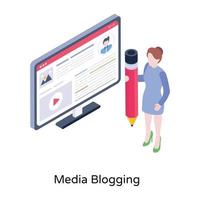 A well-designed isometric icon of media blogging vector