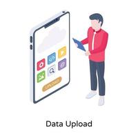 Icon of data upload of mobile, UI, UX  design vector