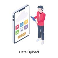 icono de carga de datos de diseño móvil, ui, ux vector