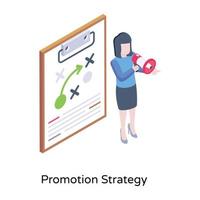 esquema de marketing, un icono isométrico de la estrategia de promoción
