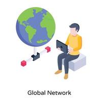 Grab this amazing isometric icon of global network vector