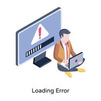 A well-designed isometric icon of loading error vector