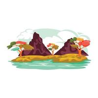 Download this flat design of riverside landscape vector