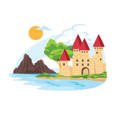 Download this flat design of riverside landscape