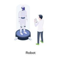 Grab this editable isometric icon of robot vector