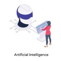 descargar icono isométrico de inteligencia artificial, diseño vectorial vector