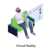 An isometric icon of virtual reality, vector design