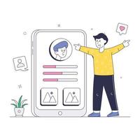 Online feedback, a trendy isometric illustration of profile review