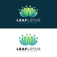 plantilla de vector de diseño de logotipo de loto de hoja verde