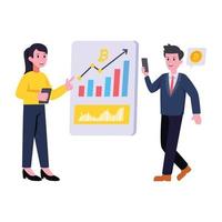 Persons discussing work process, flat illustration of team planning vector