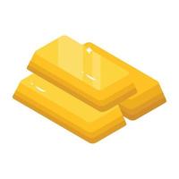 A captivating isometric icon of gold bars vector