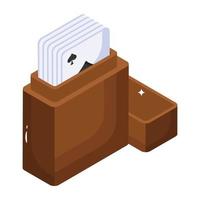 An editable icon of cards box in isometric style vector