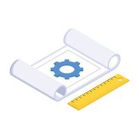 Grab this creatively designed isometric icon of drafting vector