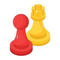 An isometric icon of chess piece designed in vector format