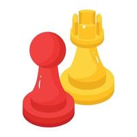 An isometric icon of chess piece designed in vector format