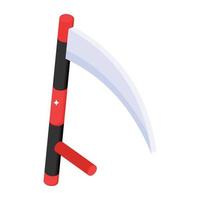 Reaper weapon, an isometric icon of scythe vector