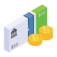A customizable isometric icon of money vector