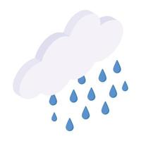 A visually appealing isometric icon of raining vector