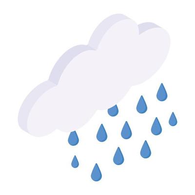 A visually appealing isometric icon of raining