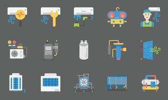 HVAC systems icons vector , air conditioning, indoor air quality,