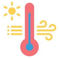 ilustración de vector de icono plano de temperatura caliente