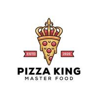 rey de la pizza moderna para la plantilla de vector de diseño de logotipo de alimentos de negocios