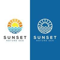 Ocean Sun Wave Logo. sunset nature sea logo Design vector Template