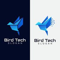 bird tech logo, digital bird logo template vector