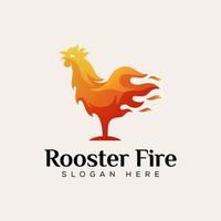 rooster fire food logo, chicken hot food logo design vector template