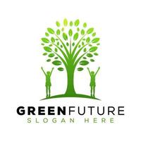 diseño del logotipo del futuro del árbol verde, plantilla vectorial