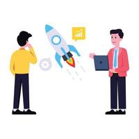 An illustration of project launch in flat design vector