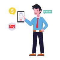 Ready to use flat illustration of mobile banking vector