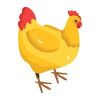 un lindo icono cautivador de gallina, estilo isométrico vector