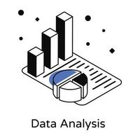 un icono de diseño isométrico de análisis de datos vector