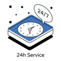 An icon of 24h service isometric design vector