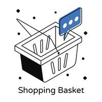 Isometric icon of shopping basket in editable vector format