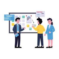 An editable flat illustration of business chat vector