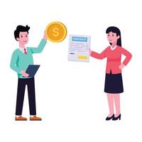 An editable flat illustration of business chat vector