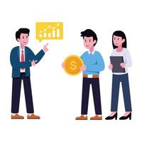 An editable flat illustration of business chat vector